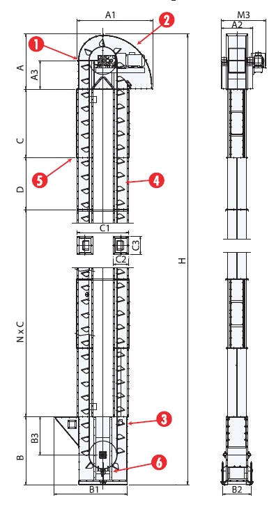 dimensions bucket elevator